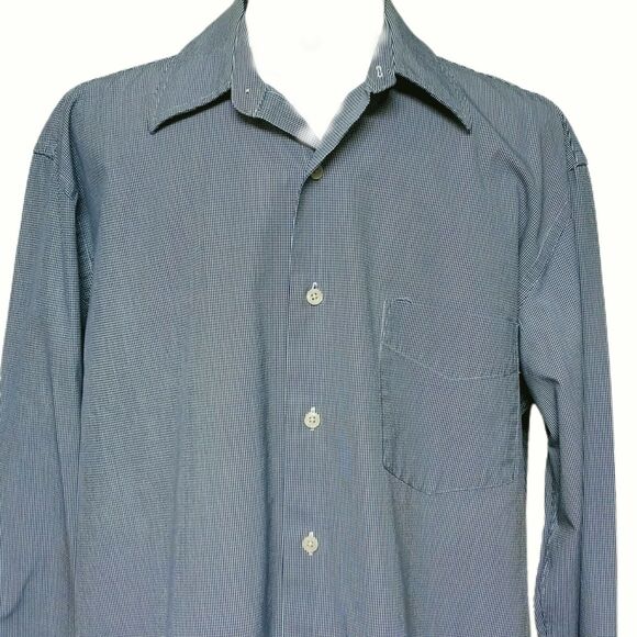 J Crew Mens Blue Checkered Button Up Shirt Large 16-16.5 Long Sleeve Cotton - Picture 8 of 9